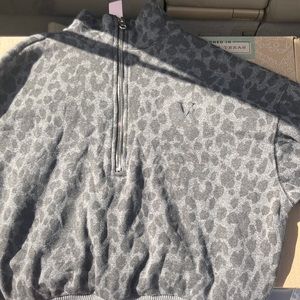 Victorias secret- grey leopard print 3/4 zip sweatshirt. Small